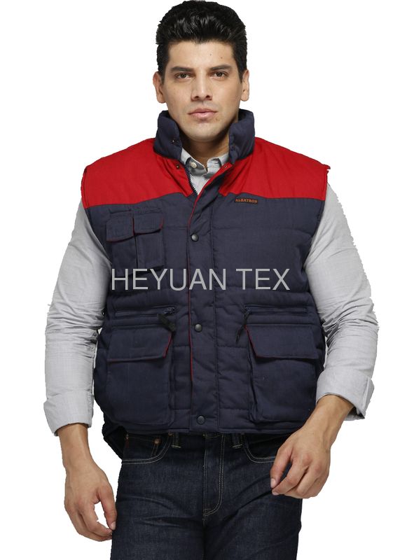 Two Tone Heavy Duty Work Vest / Winter Safety Vest With Multi Storage Pockets